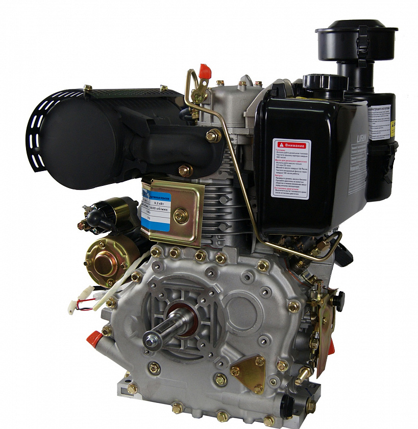 Дизельный двигатель Lifan C192FD 6A (15 л.с., вал 25 мм) с электростартером, катушка 6 А 12В