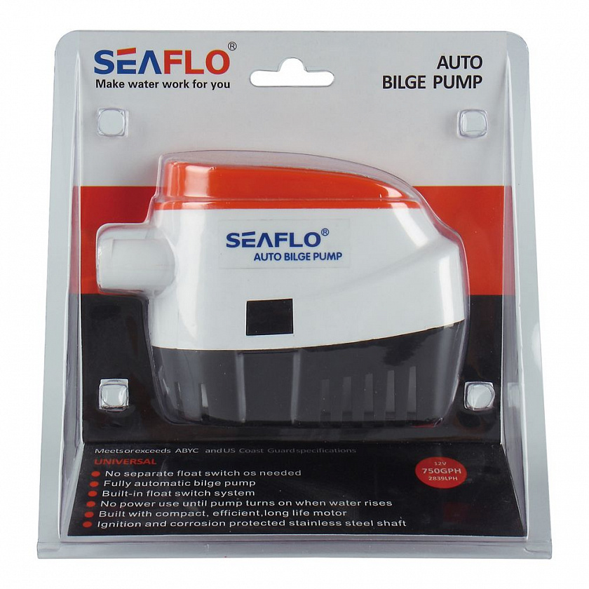 Автоматическая помпа откачки воды SeaFlo 12 вольт 750GPH (2838,75 л/час) для лодки / катера / судна