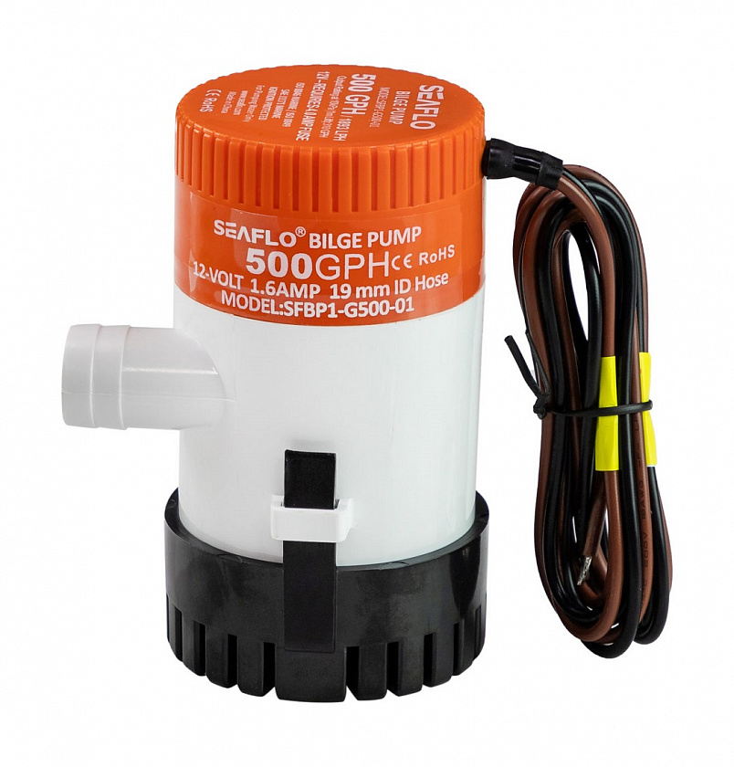 Помпа откачки воды SeaFlo 12 вольт 500GPH (1892,5 л/час, высота до 1,5 м) для лодки / катера / судна