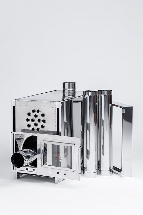 Печь-камин для палатки туристическая ИНВЕНТ (М) с теплообменником, стационарные экраны