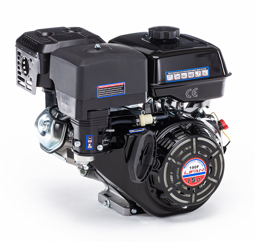 Бензиновый двигатель Lifan 190F (15 л.с., вал 25 мм) катушка 3 А 12В