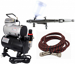 Аэрограф с компрессором, набор для аэрографии IZOJET 130-1185 (3 предмета: 130, 1185, 1401)   