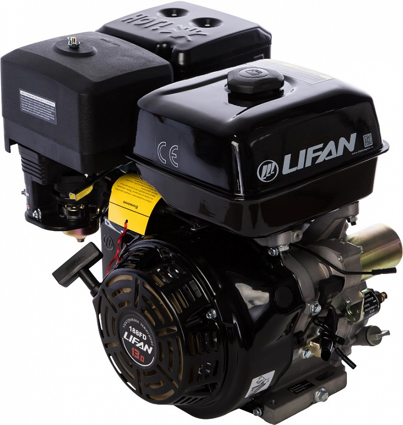 Бензиновый двигатель Lifan 188FD 11A (13 л.с., вал 25 мм) с электростартером, катушка 11 А 12В