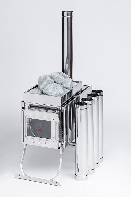 Печь-камин для палатки туристическая ИНВЕНТ (М), стационарные экраны 