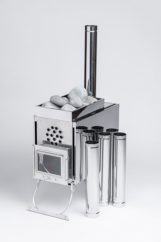 Печь-камин для палатки туристическая ИНВЕНТ (М) с теплообменником, стационарные экраны