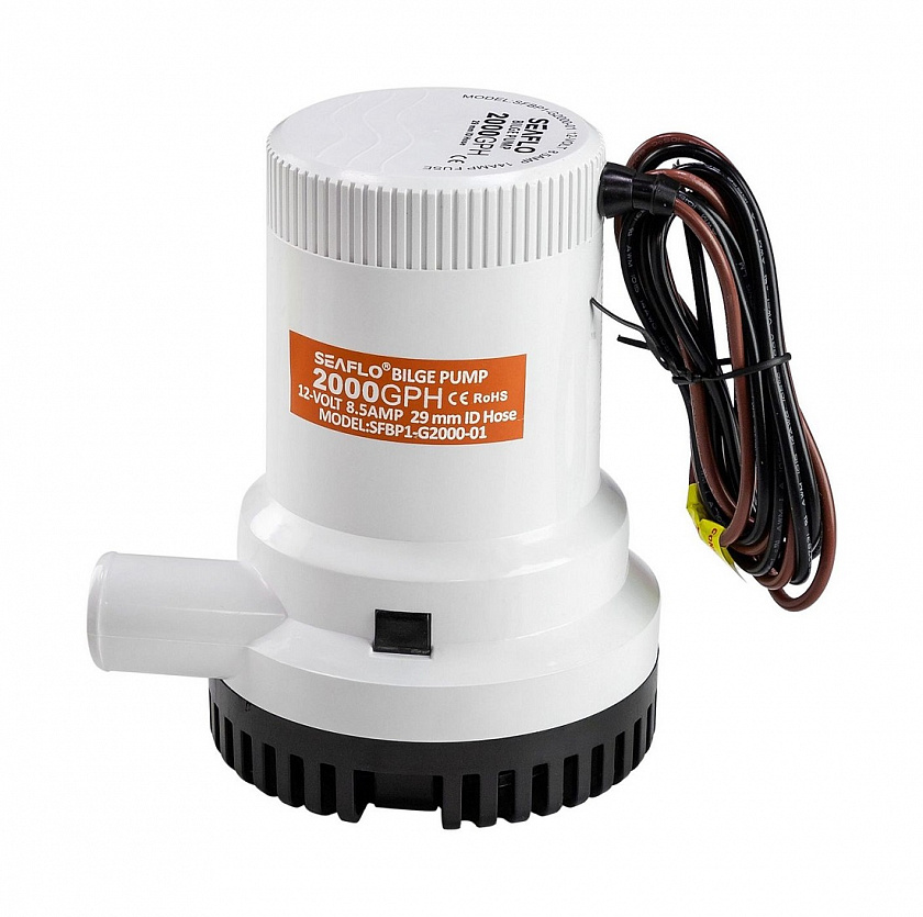 Помпа откачки воды SeaFlo 12 вольт 2000GPH (7570 л/час, высота до 3 м) для лодки / катера / судна