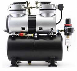 Компрессор JAS 1206 для аэрографа в комплекте со шлангом 1,8 м., 2 цилиндра, c ресивером   