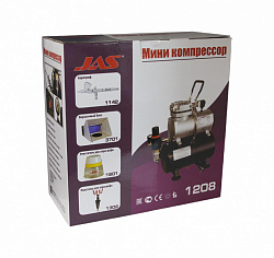 Компрессор JAS 1208 для аэрографа в комплекте со шлангом 1,8 м., 2 режима, c ресивером   
