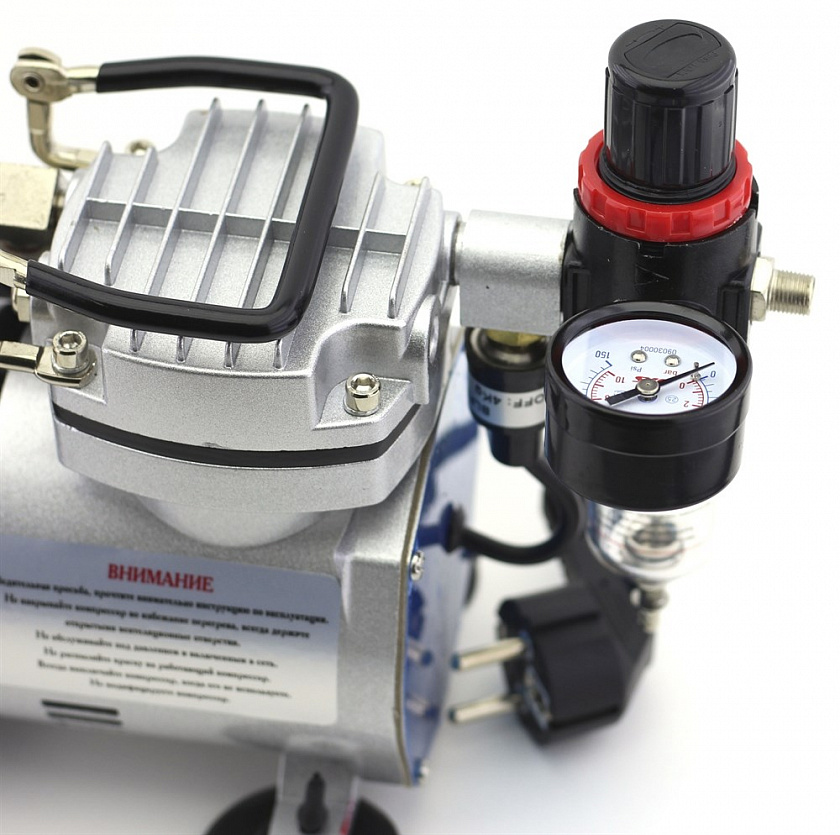 Компрессор JAS 1205 для аэрографа в комплекте со шлангом 1,8 м., 2 цилиндра, без ресивера