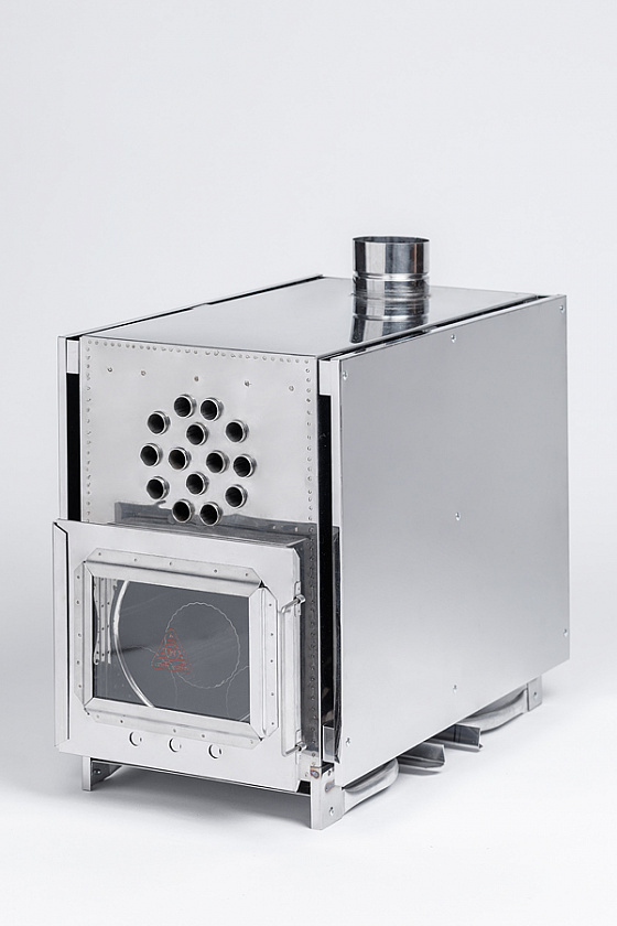 Печь-камин для палатки туристическая ИНВЕНТ (М) с теплообменником, стационарные экраны