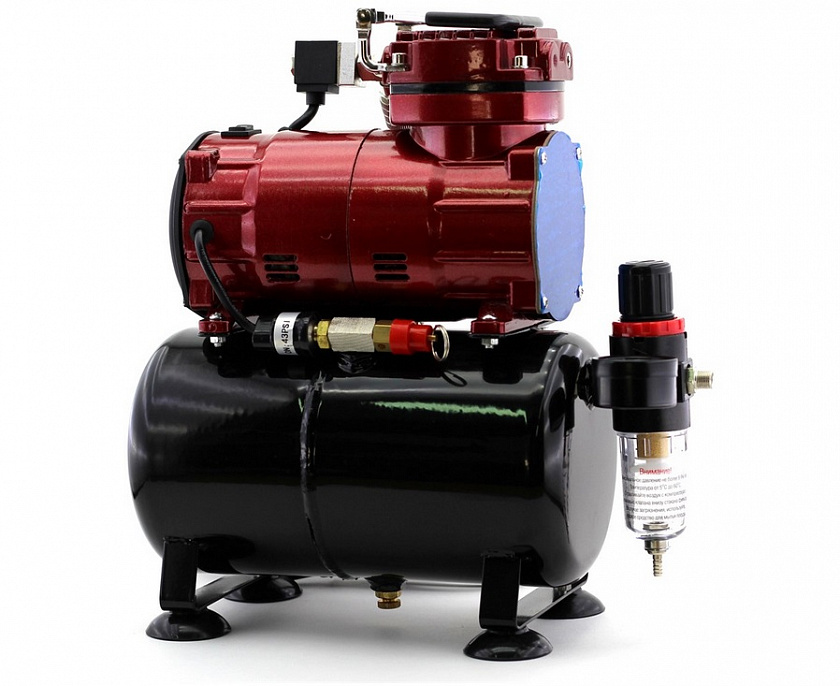 Компрессор JAS 1228 для аэрографа в комплекте со шлангом 1,8 м., 2 режима, c ресивером