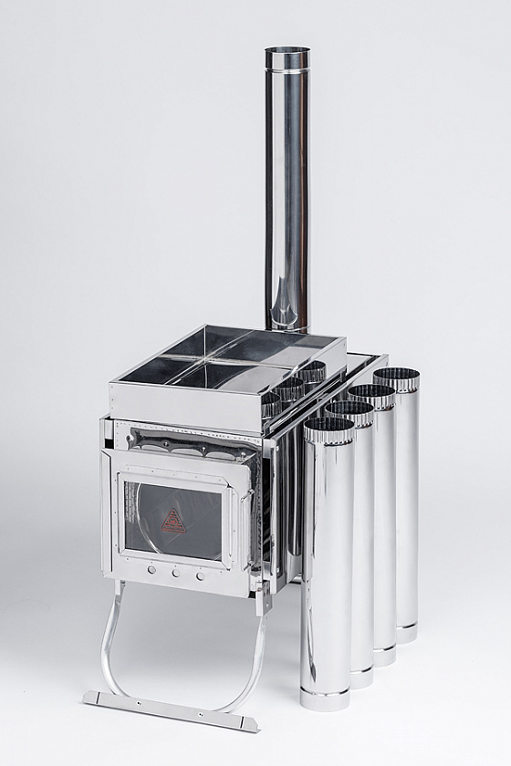 Печь-камин для палатки туристическая ИНВЕНТ (М), стационарные экраны 