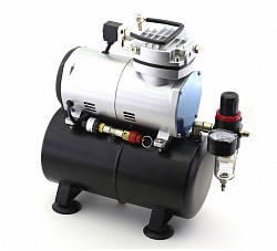 Компрессор JAS 1208 для аэрографа в комплекте со шлангом 1,8 м., 2 режима, c ресивером   