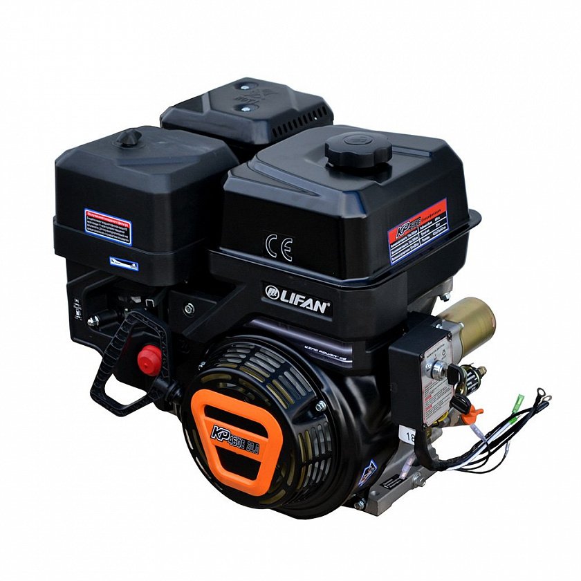 Бензиновый двигатель Lifan KP460E (192FD-2T) 20 л.с., вал 25 мм, с электростартером, катушка 18 А 12В