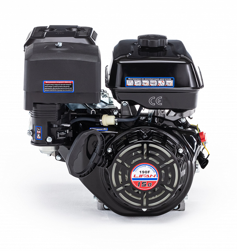 Бензиновый двигатель Lifan 190F (15 л.с., вал 25 мм) катушка 3 А 12В